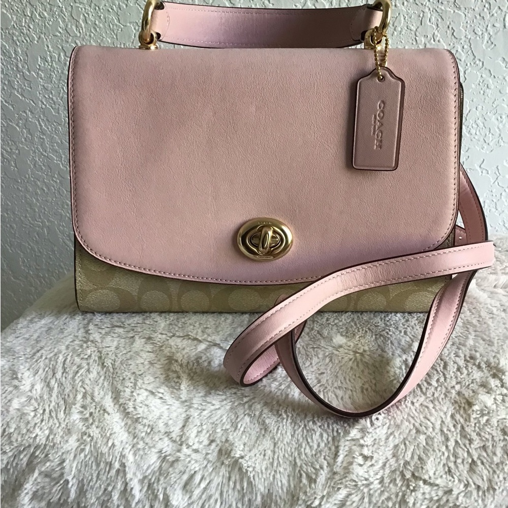 Coach Blush Pink and Beige Shoulder Bag
